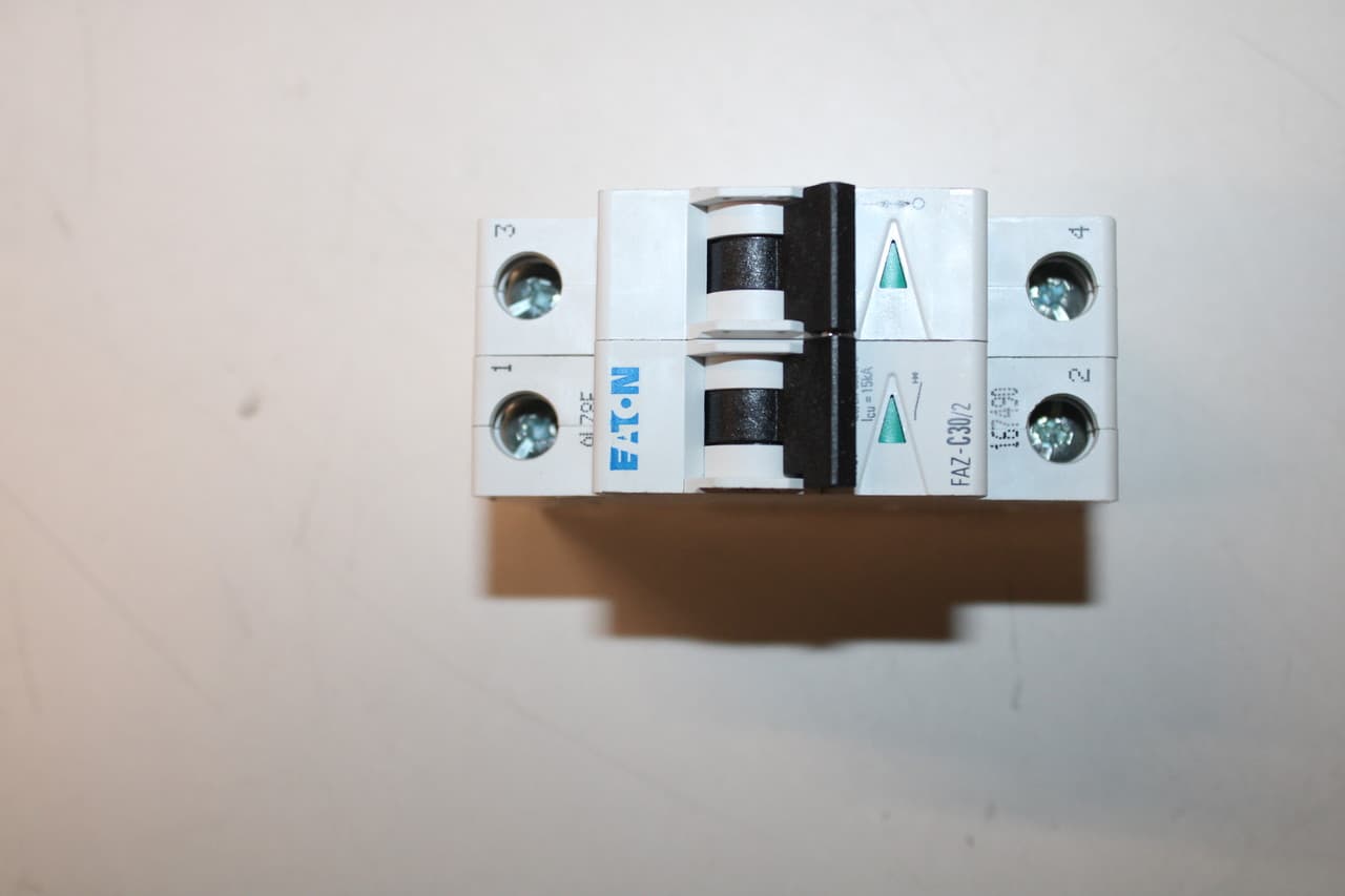 Eaton FAZ-C30/2 Eaton FAZ supplementary protector,UL 1077 Industrial miniature circuit breaker - supplementary protector,Medium levels of inrush current are expected,30 A,15 kAIC,Two-pole,5-10X /n,50-60 Hz,Standard terminals,C Curve Eaton FAZ-C30/2 Eaton FAZ supplementary protector,UL 1077 Industrial miniature circuit breaker - supplementary protector,Medium levels of inrush current are expected,30 A,15 kAIC,Two-pole,5-10X /n,50-60 Hz,Standard terminals,C Curve