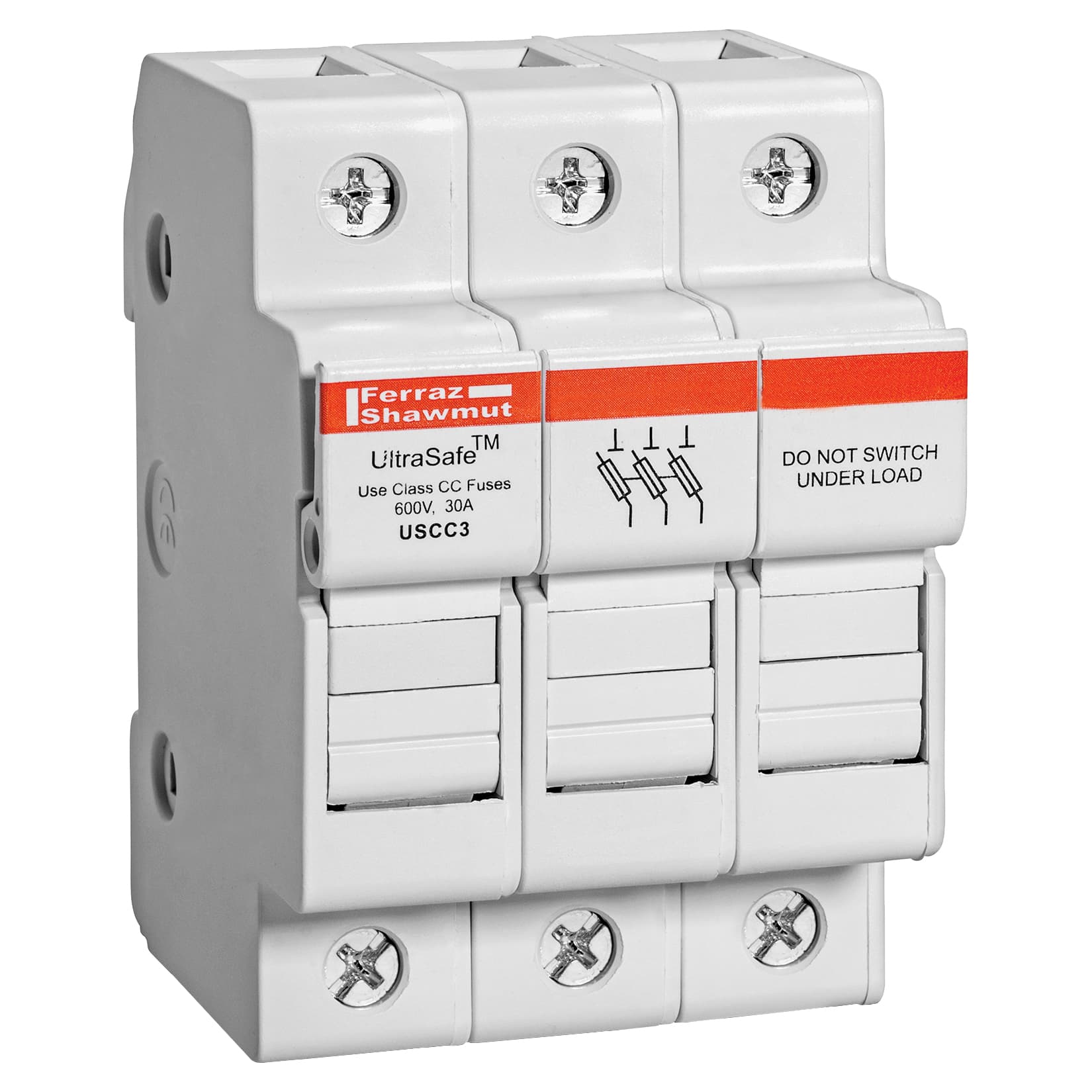 Mersen USCC3 USCC3 Mersen - Fuse Holder UltraSafe™ 600VAC 600VDC Class CC 30A 3-Pole Pressure Plate IP65 Mersen USCC3 USCC3 Mersen - Fuse Holder UltraSafe™ 600VAC 600VDC Class CC 30A 3-Pole Pressure Plate IP65