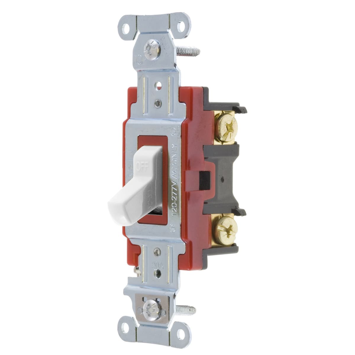 Hubbell 1222W Switches and Lighting Controls, Hubbell- PRO Series, Toggle Switches, General Purpose AC, Double Pole, 20A 120/277V AC, Back and Side Wired, White ; Steel, zinc plated bridge is corrosion resistant ; Color Coded by Amperage makes inspection easy even whe Hubbell 1222W Switches and Lighting Controls, Hubbell- PRO Series, Toggle Switches, General Purpose AC, Double Pole, 20A 120/277V AC, Back and Side Wired, White ; Steel, zinc plated bridge is corrosion resistant ; Color Coded by Amperage makes inspection easy even whe