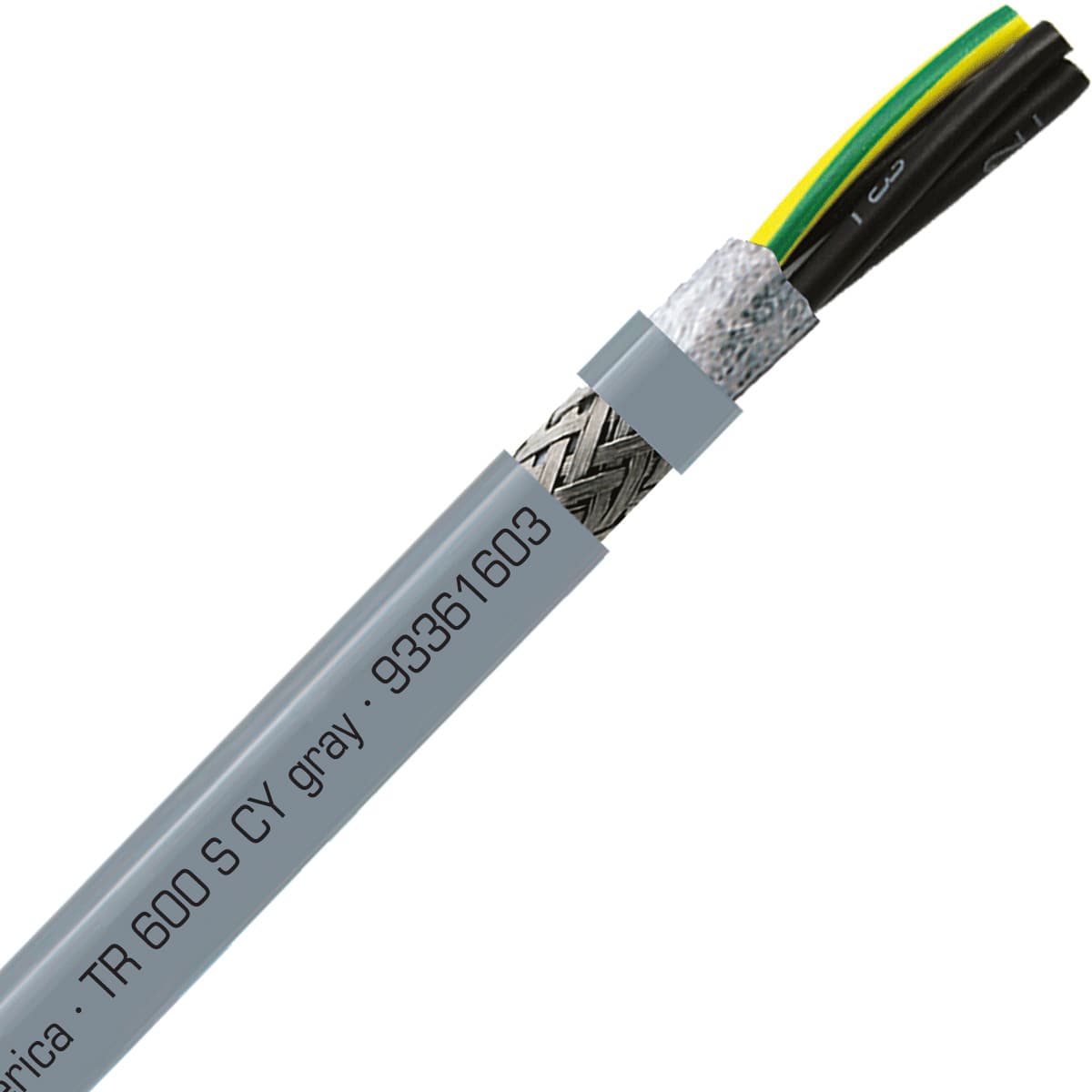 SAB 93361603 TR 600 S CY - 16 AWG/3c, shielded oil resistant flexible exposed run tray cable, UL, CSA, CE, RoHS SAB 93361603 TR 600 S CY - 16 AWG/3c, shielded oil resistant flexible exposed run tray cable, UL, CSA, CE, RoHS