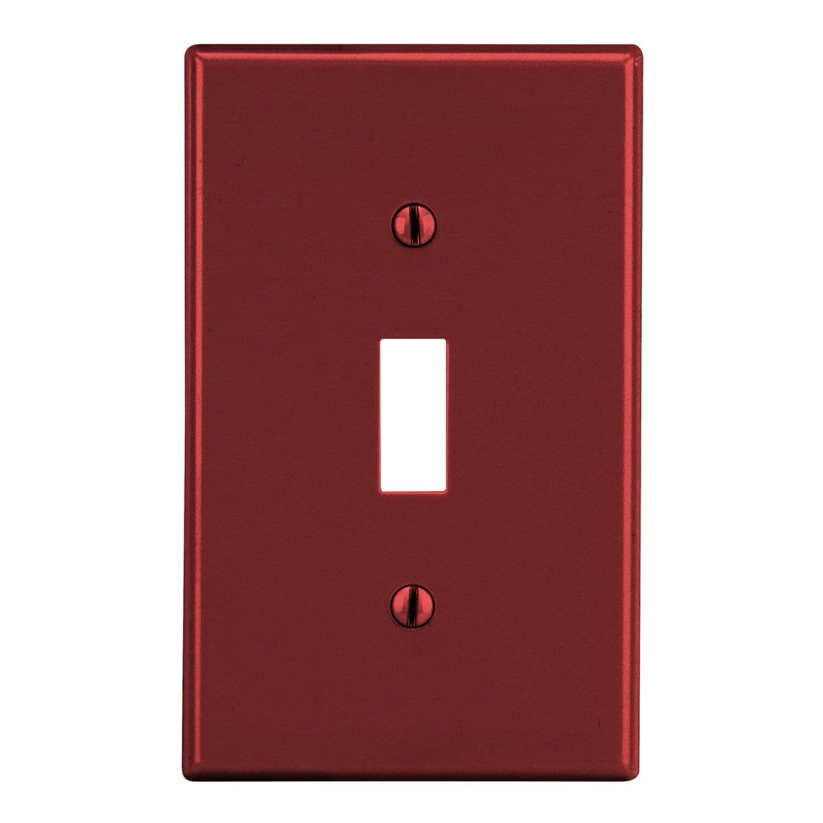 Hubbell PJ1R Wallplate, Mid-Size 1-Gang, Toggle, Red ; High-impact, self-extinguishing polycarbonate material ; More Rigid ; Sharp lines and less dimpling ; Smooth satin finish ; Blends into wall with an optimum finish ; Captive screw feature on single-gang versions, Hubbell PJ1R Wallplate, Mid-Size 1-Gang, Toggle, Red ; High-impact, self-extinguishing polycarbonate material ; More Rigid ; Sharp lines and less dimpling ; Smooth satin finish ; Blends into wall with an optimum finish ; Captive screw feature on single-gang versions,
