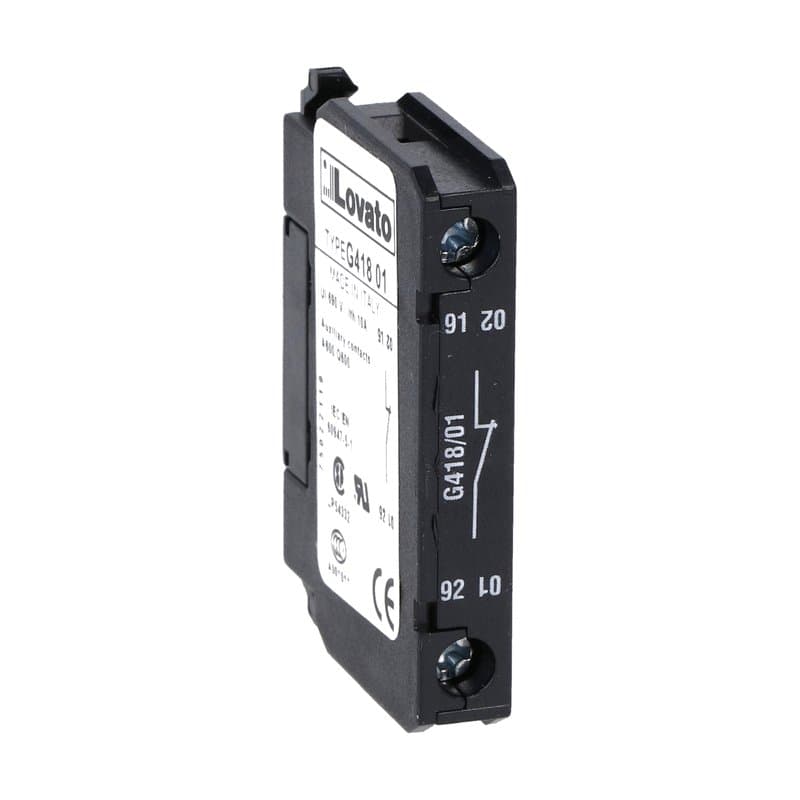 Lovato Electric 11G41801 11G41801 Lovato - Auxiliary contact for front lateral mounting. Screw terminals, for BF... series contactors, 1NC Lovato Electric 11G41801 11G41801 Lovato - Auxiliary contact for front lateral mounting. Screw terminals, for BF... series contactors, 1NC