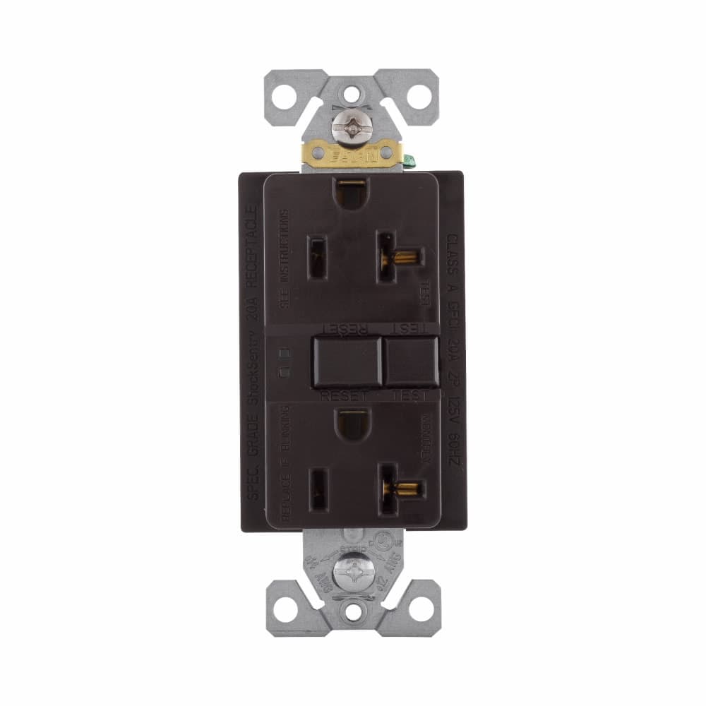 Eaton SGF20B SGF20B Eaton - Eaton GFCI receptacle,Self-test,#14 - 10 AWG,20A,Residential,Commercial,Flush,125 V,GFCI,Back and side wire,Brown,Brass,Receptacle,Polycarbonate,5-20R,Two-pole, three-wire, grounding Eaton SGF20B SGF20B Eaton - Eaton GFCI receptacle,Self-test,#14 - 10 AWG,20A,Residential,Commercial,Flush,125 V,GFCI,Back and side wire,Brown,Brass,Receptacle,Polycarbonate,5-20R,Two-pole, three-wire, grounding
