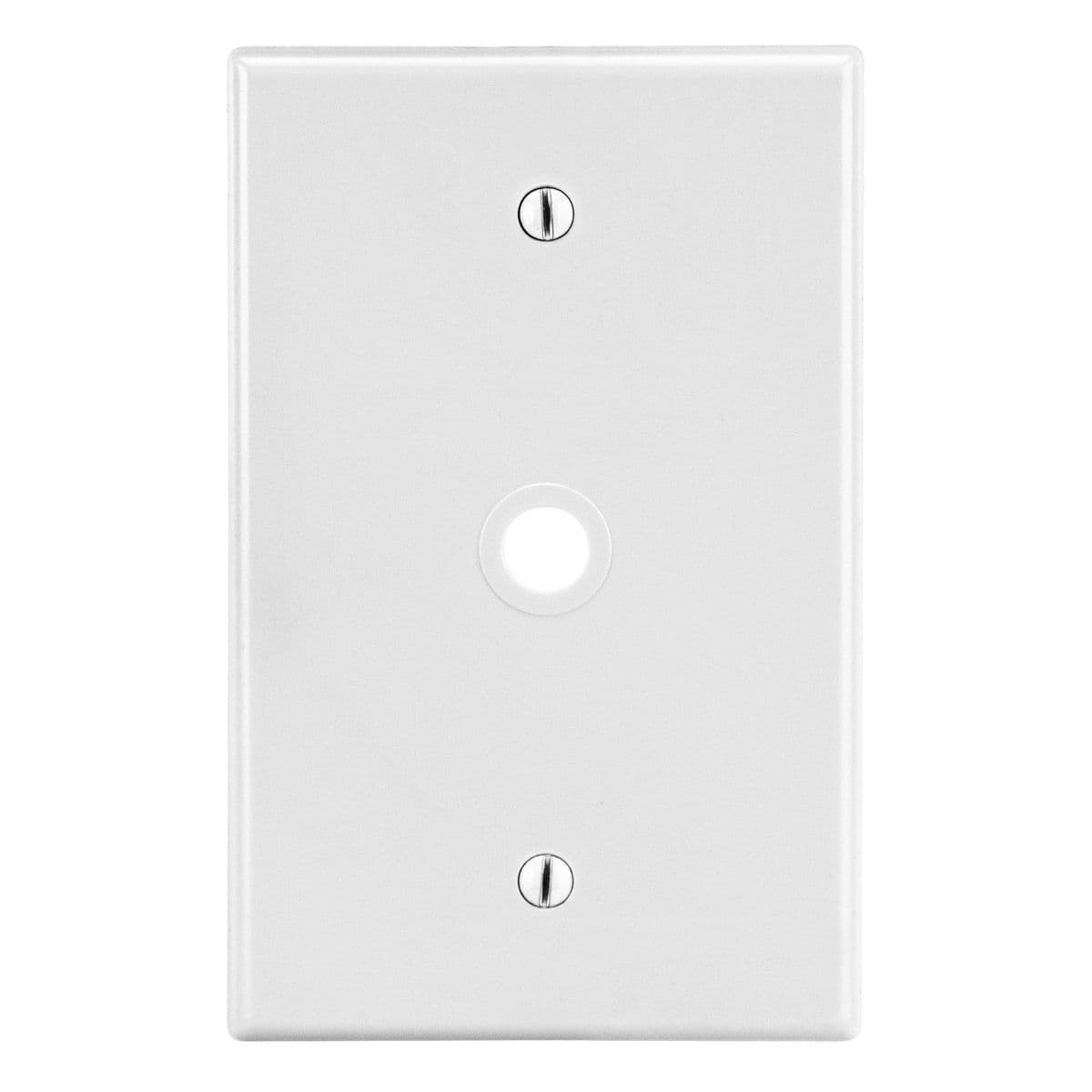 Hubbell PJ11W Wallplate, Mid-Size 1-Gang, .406" Opening, Box Mount, White ; High-impact, self-extinguishing polycarbonate material ; More Rigid ; Sharp lines and less dimpling ; Smooth satin finish ; Blends into wall with an optimum finish ; Smooth Satin Finish Hubbell PJ11W Wallplate, Mid-Size 1-Gang, .406" Opening, Box Mount, White ; High-impact, self-extinguishing polycarbonate material ; More Rigid ; Sharp lines and less dimpling ; Smooth satin finish ; Blends into wall with an optimum finish ; Smooth Satin Finish