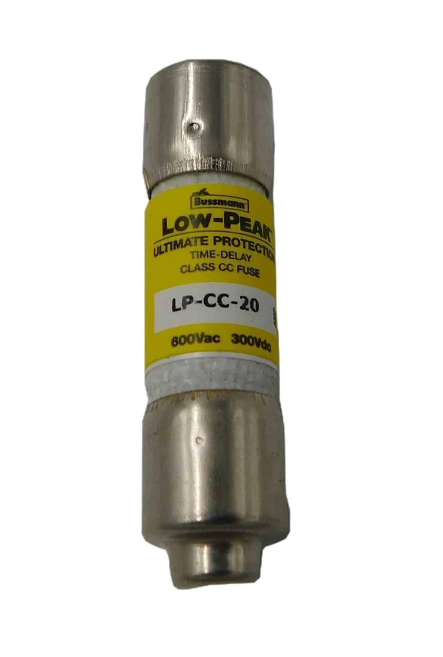 Cooper Bussmann LP-CC-20 LP-CC-20 Cooper Bussmann - Eaton Bussmann series LP-CC fuse, Current-limiting time-delay fuse, Rejection style, 20 A, Dual, CC, Non-indicating, Ferrule end x ferrule end, 12 sec at 200%, 20 kAIC at 300 Vdc,200 kAIC at 600 V, Melamine tube, 10, 600 V, 300 Vdc Cooper Bussmann LP-CC-20 LP-CC-20 Cooper Bussmann - Eaton Bussmann series LP-CC fuse, Current-limiting time-delay fuse, Rejection style, 20 A, Dual, CC, Non-indicating, Ferrule end x ferrule end, 12 sec at 200%, 20 kAIC at 300 Vdc,200 kAIC at 600 V, Melamine tube, 10, 600 V, 300 Vdc