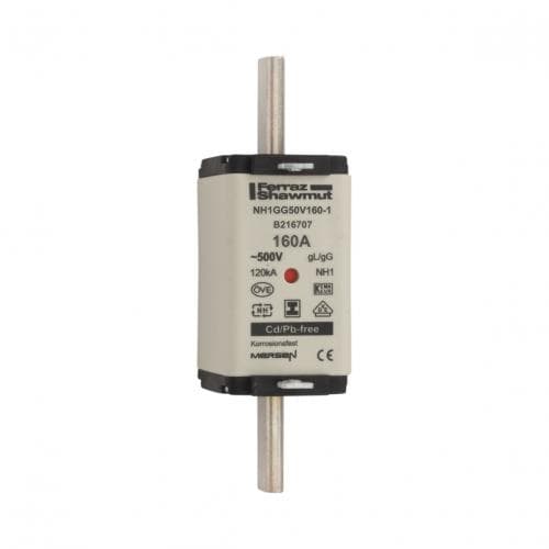 Mersen B216707 NH fuse-link gG, 500VAC, size 1, 160A double indicator/insulated tags Mersen B216707 NH fuse-link gG, 500VAC, size 1, 160A double indicator/insulated tags