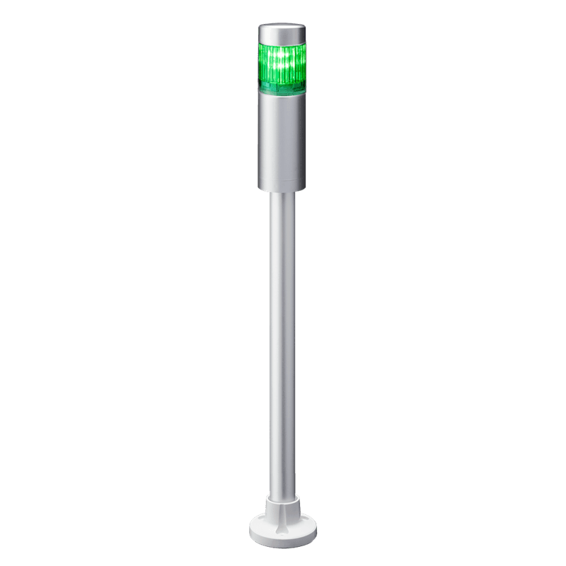 Patlite LR4-102PJNU-G 40mm 1-tier Signal Tower, 24V DC, Pole Mount with Circular Bracket and Cable, No Flashing/Buzzer, Silver body, Green LED Module Patlite LR4-102PJNU-G 40mm 1-tier Signal Tower, 24V DC, Pole Mount with Circular Bracket and Cable, No Flashing/Buzzer, Silver body, Green LED Module