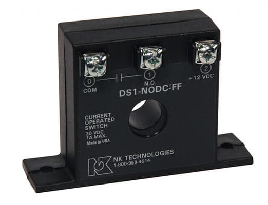 NK Technologies DS1-NODC-FF AC Current Switch, Solid Core, Fixed 0.75 Amp Maximum Setpoint, Top Terminals 10-28 VDC Powered, N.O., 1 A @ 28 VDC NK Technologies DS1-NODC-FF AC Current Switch, Solid Core, Fixed 0.75 Amp Maximum Setpoint, Top Terminals 10-28 VDC Powered, N.O., 1 A @ 28 VDC