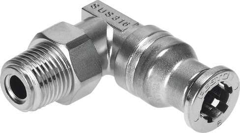 Festo 132598 push-in L-fitting CRQSL-1/8-4 360° orientable, male thread with external hexagon. Size: Standard, Nominal size: 2,2 mm, Assembly position: Any, Design: L-shape, Container size: 1 Festo 132598 push-in L-fitting CRQSL-1/8-4 360° orientable, male thread with external hexagon. Size: Standard, Nominal size: 2,2 mm, Assembly position: Any, Design: L-shape, Container size: 1