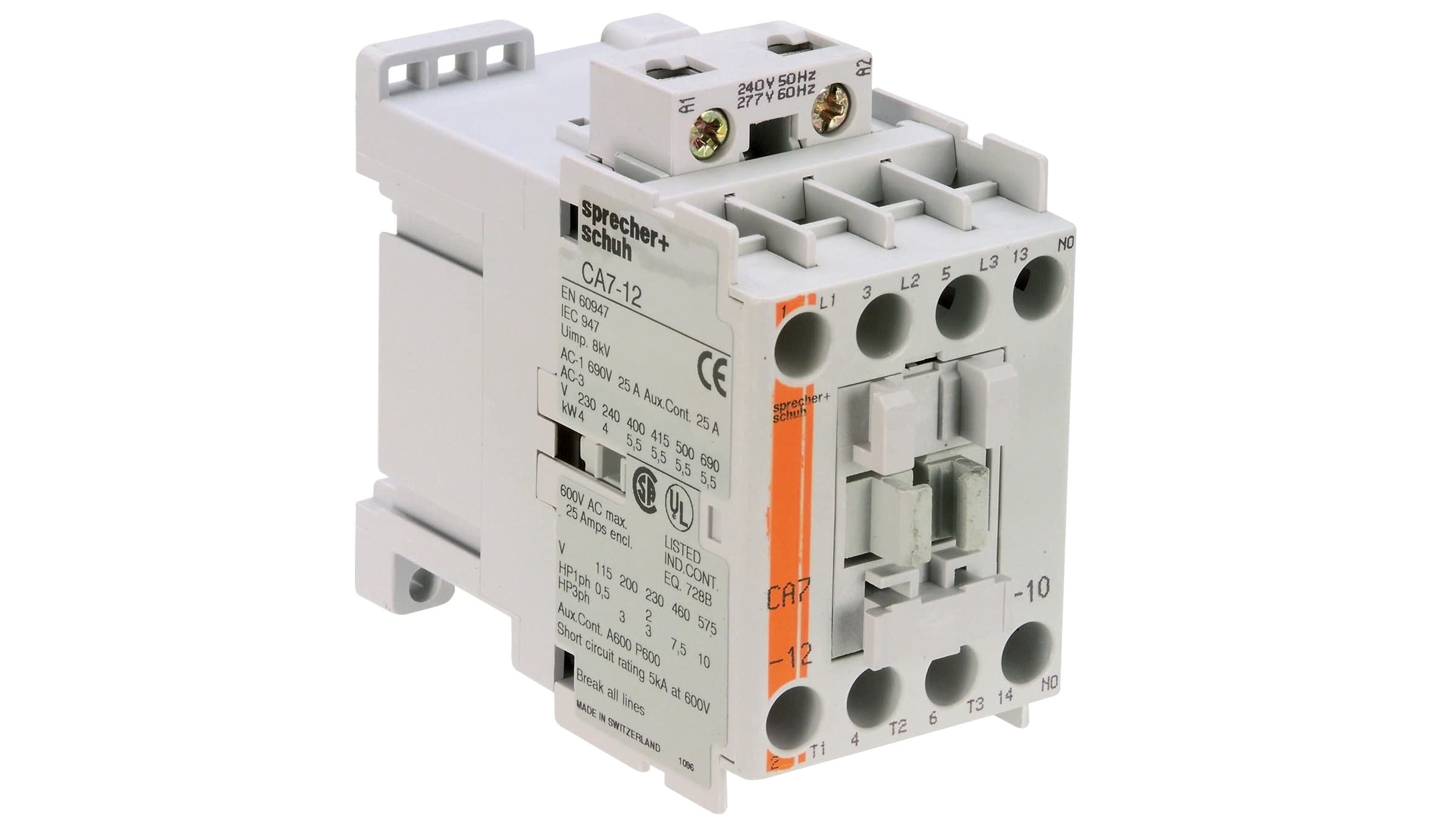 Sprecher + Schuh CA7-12-M31-240 Contactor, 4 Pole, Non-Reversing, 32A, 3x NO / 1x NC Auxiliary Contacts, 220/240 VAC Coil Sprecher + Schuh CA7-12-M31-240 Contactor, 4 Pole, Non-Reversing, 32A, 3x NO / 1x NC Auxiliary Contacts, 220/240 VAC Coil