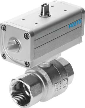 Festo 540874 ball valve actuator unit VZPR-BPD-22-R212 Brass, with double-acting actuator DAPS 2/2-way, nominal width 21/2", PN25, thread EN 10226-1. Design structure: (* 2-way ball valve, * Swivel drive), Type of actuation: (* electrical, * pneumatic), Assembly posit Festo 540874 ball valve actuator unit VZPR-BPD-22-R212 Brass, with double-acting actuator DAPS 2/2-way, nominal width 21/2", PN25, thread EN 10226-1. Design structure: (* 2-way ball valve, * Swivel drive), Type of actuation: (* electrical, * pneumatic), Assembly posit