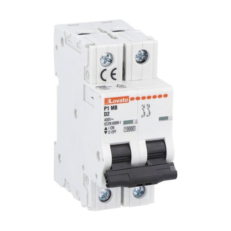 Lovato Electric P1MB2PD32 P1MB2PD32 Lovato - Miniature circuit breaker, 2P - 10kA. 2 modules, characteristic D, 32A Lovato Electric P1MB2PD32 P1MB2PD32 Lovato - Miniature circuit breaker, 2P - 10kA. 2 modules, characteristic D, 32A