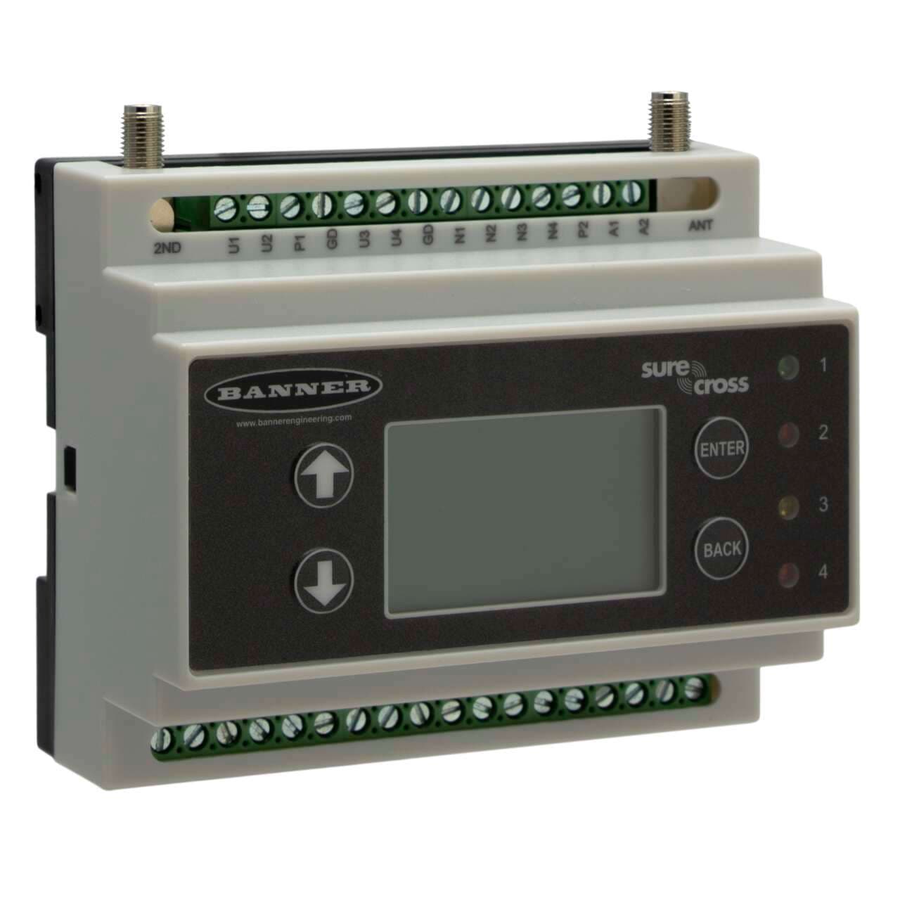 Banner DXM100-B2R9-AN DXM100 Controller; Multihop Radio 900 MHz 1 W; Inputs: 4 Universal, SDI-12 Interface; Outputs: 4 NMOS Discrete, 2 Analog, 2 DC Latching, 2 Switched Power, 1 Courtesy Power; SAM4 processor, LCD Display; RS485, Ethernet, USB, Solar/Battery Controller; Australian Frequencies Banner DXM100-B2R9-AN DXM100 Controller; Multihop Radio 900 MHz 1 W; Inputs: 4 Universal, SDI-12 Interface; Outputs: 4 NMOS Discrete, 2 Analog, 2 DC Latching, 2 Switched Power, 1 Courtesy Power; SAM4 processor, LCD Display; RS485, Ethernet, USB, Solar/Battery Controller; Australian Frequencies