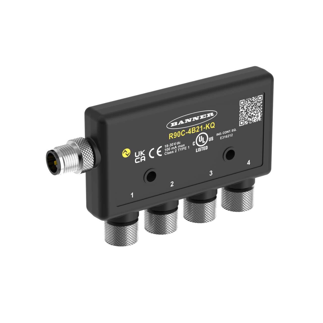 Banner R90C-4B21-KQ R90C Series: 4 Port Discrete IO-Link Hub; IO-link Interface; 4-pin M12 QDs Banner R90C-4B21-KQ R90C Series: 4 Port Discrete IO-Link Hub; IO-link Interface; 4-pin M12 QDs