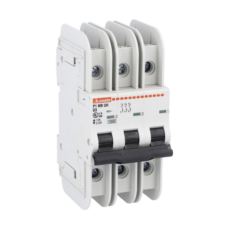 Lovato Electric P1MBUH3PD12 P1MBUH3PD12 Lovato - Miniature circuit breaker, 3P - 10kA. 3 modules, characteristic D, 12A Lovato Electric P1MBUH3PD12 P1MBUH3PD12 Lovato - Miniature circuit breaker, 3P - 10kA. 3 modules, characteristic D, 12A