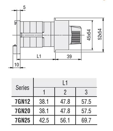 Lovato Electric 7GN2520O48 7GN2520O48 Lovato - Rotary cam switch 7GN series, Dahlander motor 2-speed reversing switch, 25A, modular service cover for 35mm DIN reail mounting with black handle, front plate 45X54mm Lovato Electric 7GN2520O48 7GN2520O48 Lovato - Rotary cam switch 7GN series, Dahlander motor 2-speed reversing switch, 25A, modular service cover for 35mm DIN reail mounting with black handle, front plate 45X54mm