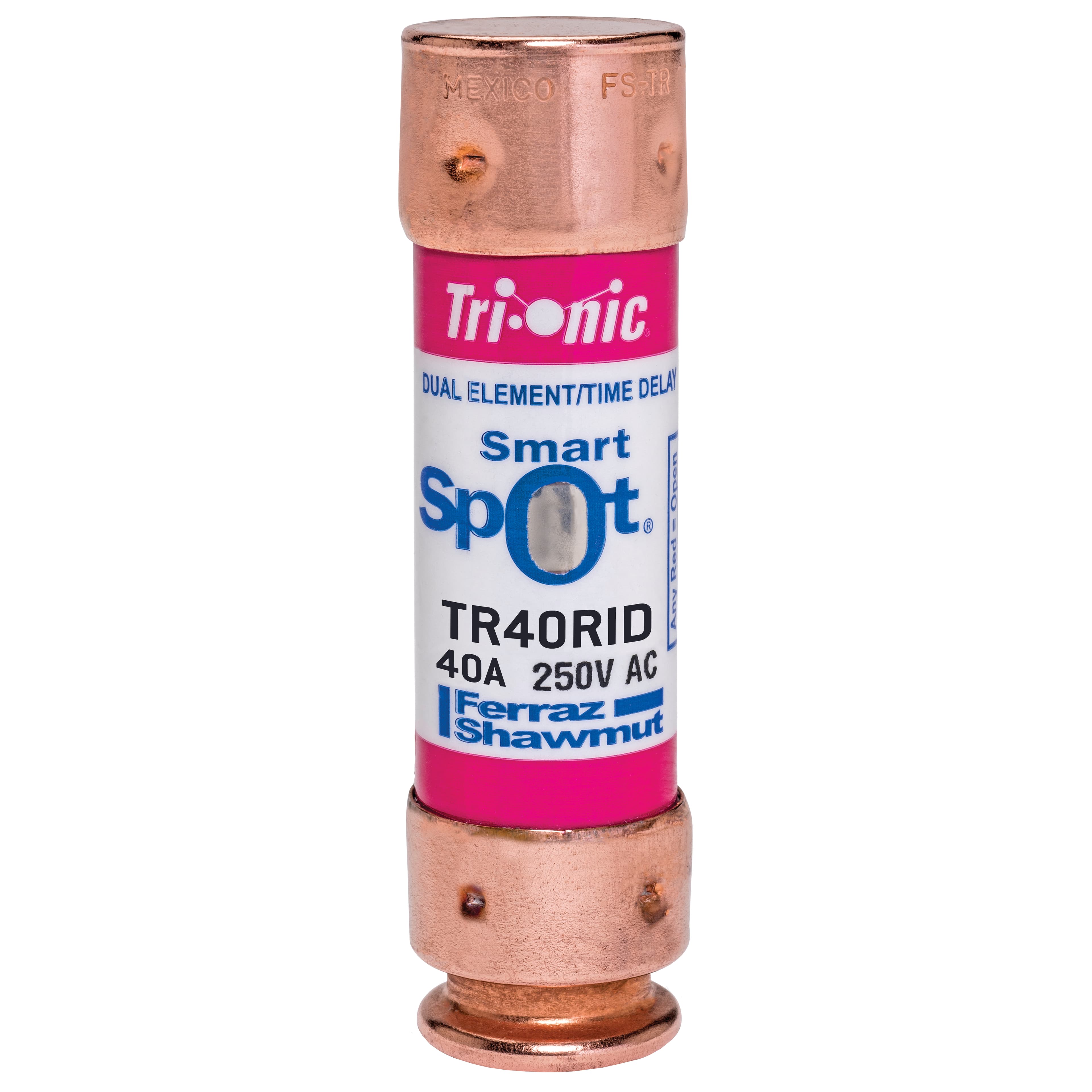 Mersen TR40RID TR40RID Mersen - Fuse TR-R - Class RK5 - Time-Delay 250VAC 250VDC 40A Ferrule SmartSpot® Tri-Onic® Mersen TR40RID TR40RID Mersen - Fuse TR-R - Class RK5 - Time-Delay 250VAC 250VDC 40A Ferrule SmartSpot® Tri-Onic®