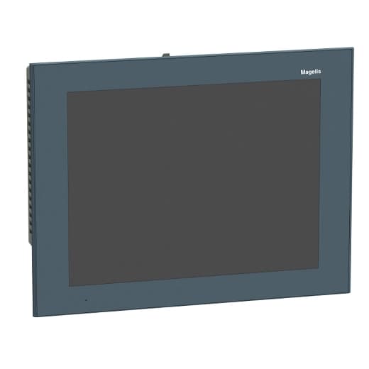 Schneider Electric HMIGTO6310FW Schneider Electric HMIGTO6310FW is an HMI / Display unit designed for operator dialogue through a touchscreen interface and serves as a Programmable Terminal (PT). It supports up to 32 groups of 64 recipes, totaling a maximum of 1024 ingredients, and includes recipe curves, a log alarm log, and a built-in real-time clock. This unit features multiple connection types, including a USB mini-B port, a USB type A port, two RJ45 ports, and a 9-pin D-Sub connector. It is compatible with several communication protocols: Modbus, Modbus TCP/IP, Uni-TE, RS-232C, RS-485, and Ethernet TCP/IP. The HMIGTO6310FW operates on a 24Vdc supply voltage and is designed for flush mounting. It can operate in ambient air temperatures ranging from 0 to +55°C and offers a degree of protection rated at IP65, IP67, and NEMA 4X. The unit allows for connection capacity expansion through a 4GB SD card and has a memory capacity of 96MB for applications. The display is a 12.1" SVGA TFT color screen with LED backlight, featuring a pixel count of 800x600. It is designed to withstand ambient air temperatures for storage between -20 and +60°C. The operating system is Magelis, and the electrical durability of the backlight is rated at 50,000 hours. Schneider Electric HMIGTO6310FW Schneider Electric HMIGTO6310FW is an HMI / Display unit designed for operator dialogue through a touchscreen interface and serves as a Programmable Terminal (PT). It supports up to 32 groups of 64 recipes, totaling a maximum of 1024 ingredients, and includes recipe curves, a log alarm log, and a built-in real-time clock. This unit features multiple connection types, including a USB mini-B port, a USB type A port, two RJ45 ports, and a 9-pin D-Sub connector. It is compatible with several communication protocols: Modbus, Modbus TCP/IP, Uni-TE, RS-232C, RS-485, and Ethernet TCP/IP. The HMIGTO6310FW operates on a 24Vdc supply voltage and is designed for flush mounting. It can operate in ambient air temperatures ranging from 0 to +55°C and offers a degree of protection rated at IP65, IP67, and NEMA 4X. The unit allows for connection capacity expansion through a 4GB SD card and has a memory capacity of 96MB for applications. The display is a 12.1" SVGA TFT color screen with LED backlight, featuring a pixel count of 800x600. It is designed to withstand ambient air temperatures for storage between -20 and +60°C. The operating system is Magelis, and the electrical durability of the backlight is rated at 50,000 hours.