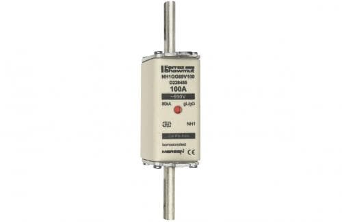 Mersen D228485 NH fuse-link gG, 690VAC, size 1, 100A double indicator/live tags Mersen D228485 NH fuse-link gG, 690VAC, size 1, 100A double indicator/live tags