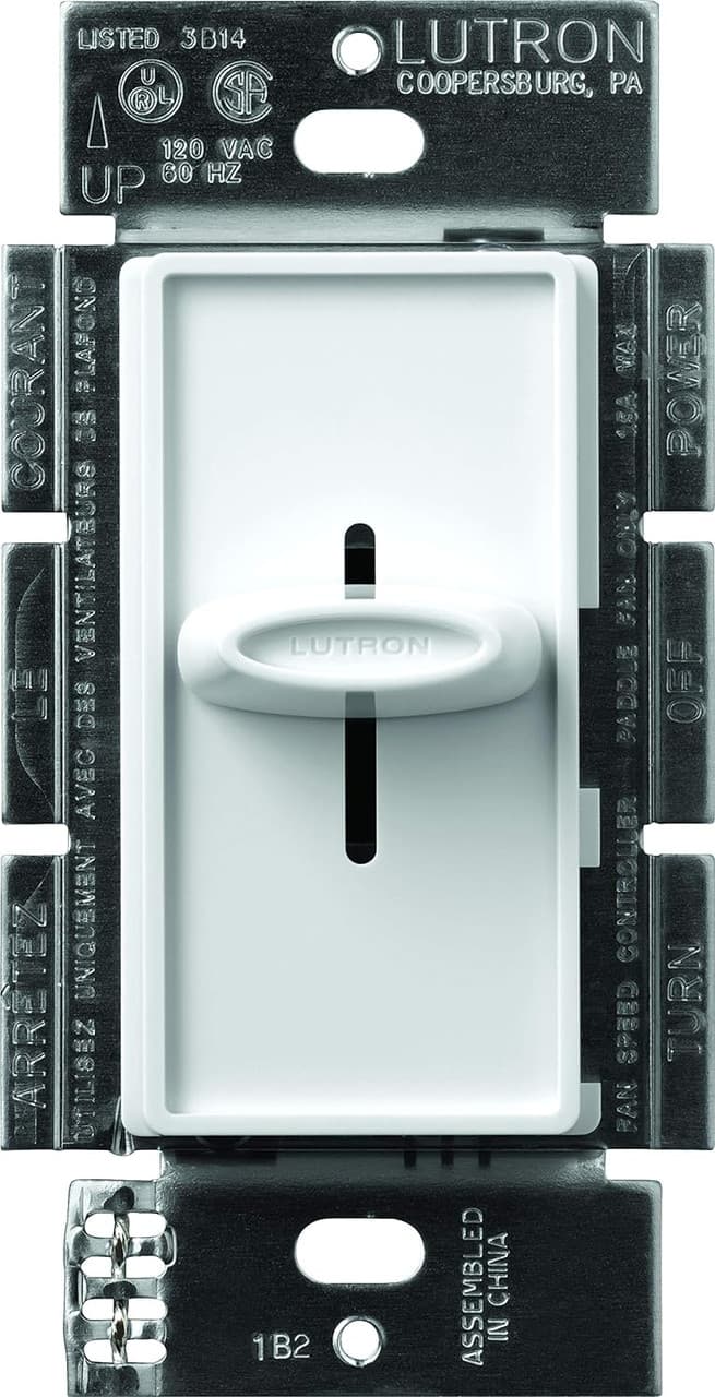 Lutron SFSQ-F-WH 120 VAC 60 Hz, 1.5 A, 1-Pole, Ceiling Paddle/Exhaust Fan, Gloss White, 3-Speed Lutron SFSQ-F-WH 120 VAC 60 Hz, 1.5 A, 1-Pole, Ceiling Paddle/Exhaust Fan, Gloss White, 3-Speed
