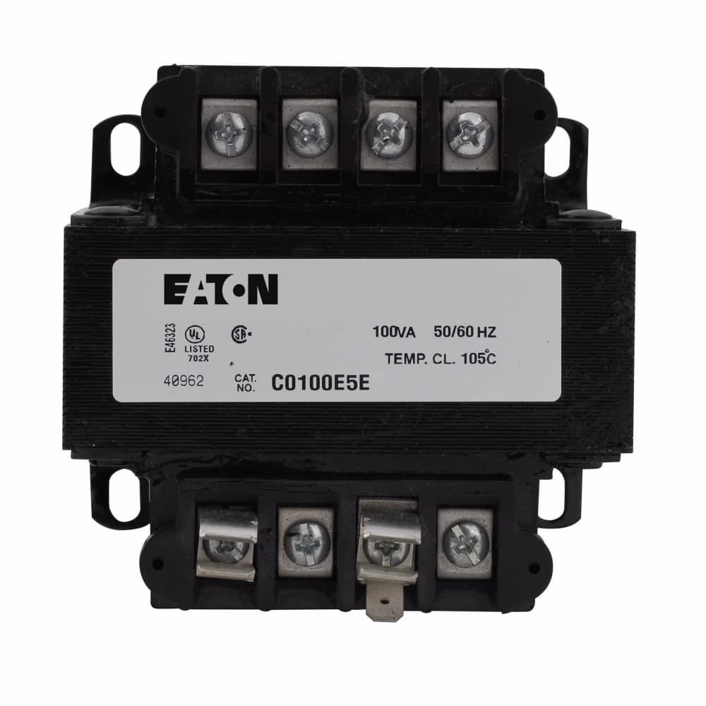 Eaton C0100E6T C0100E6T Eaton - Eaton, type MTE, industrial control transformer, pv: 460 x 600v, taps: none, sv: 12v, 55°c, 100 va , cu magnet wire Eaton C0100E6T C0100E6T Eaton - Eaton, type MTE, industrial control transformer, pv: 460 x 600v, taps: none, sv: 12v, 55°c, 100 va , cu magnet wire