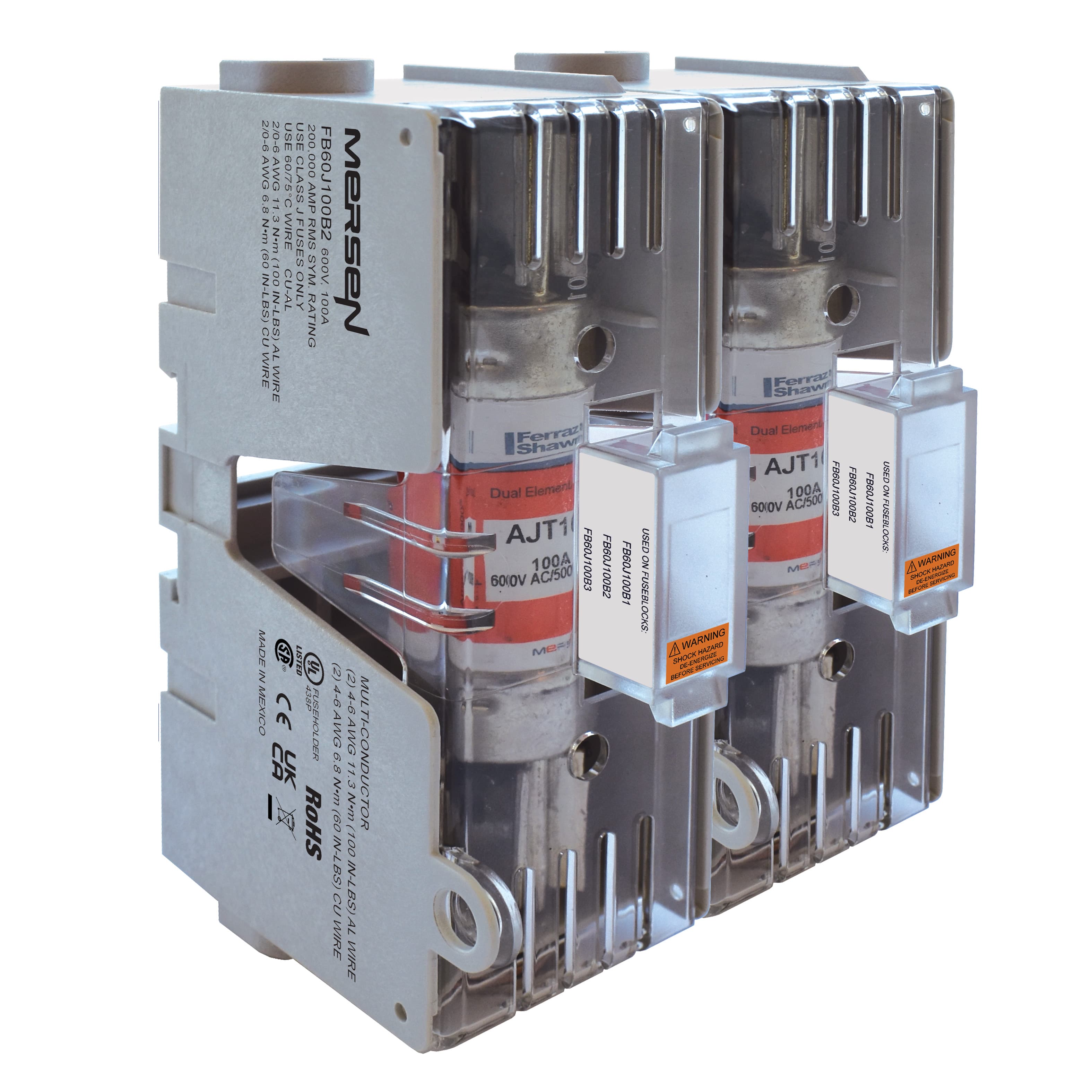 Mersen FB60J100B2 FB60J100B2 Mersen - Fuse Block 600VAC 600VDC Class J 100A 2-Pole Box Mersen FB60J100B2 FB60J100B2 Mersen - Fuse Block 600VAC 600VDC Class J 100A 2-Pole Box