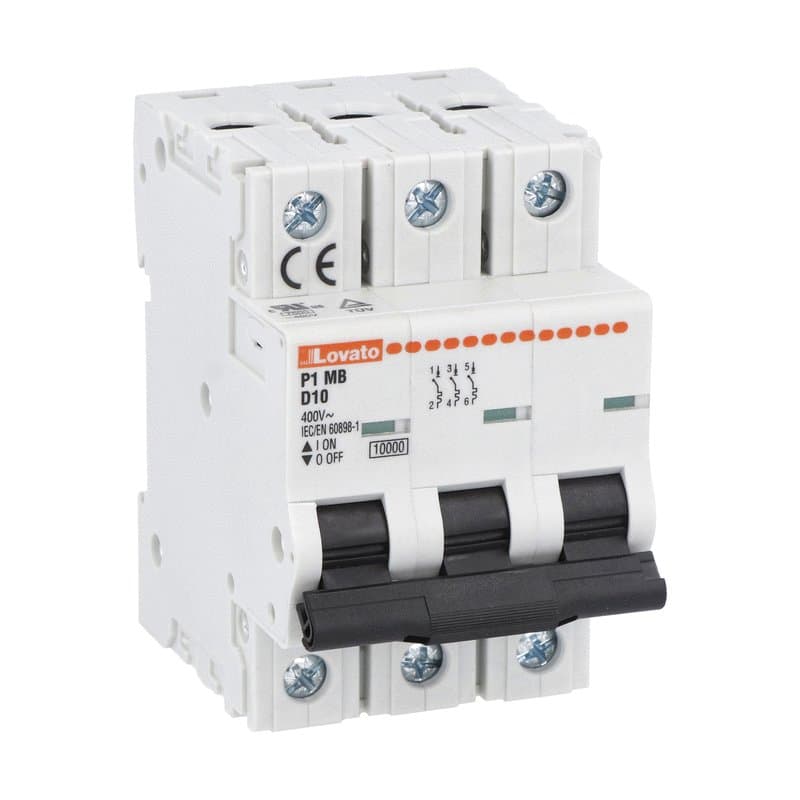 Lovato Electric P1MB3PD02 P1MB3PD02 Lovato - Miniature circuit breaker, 3P - 10kA. 3 modules, characteristic D, 2A Lovato Electric P1MB3PD02 P1MB3PD02 Lovato - Miniature circuit breaker, 3P - 10kA. 3 modules, characteristic D, 2A