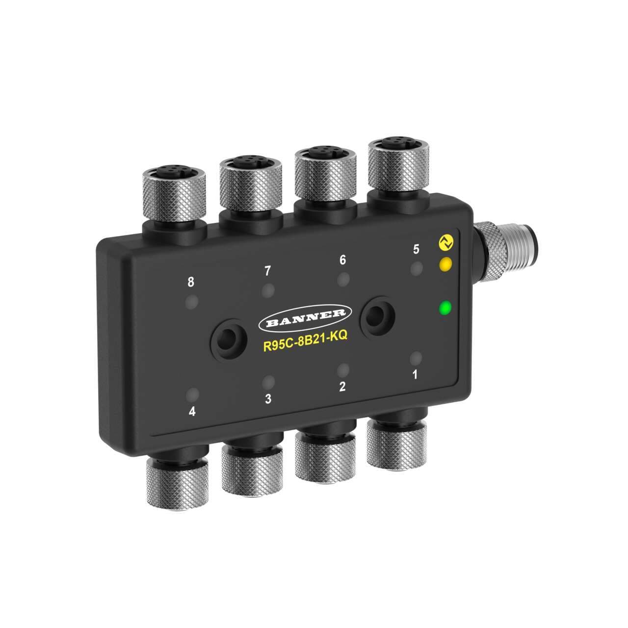 Banner R95C-8B21-KQ R95C Series: 8 port Discrete IO-link Hub; 16 Inputs or 8 Inputs/8 Outputs (Configurable); IO-link Interface; 4-pin M12 QDs Banner R95C-8B21-KQ R95C Series: 8 port Discrete IO-link Hub; 16 Inputs or 8 Inputs/8 Outputs (Configurable); IO-link Interface; 4-pin M12 QDs