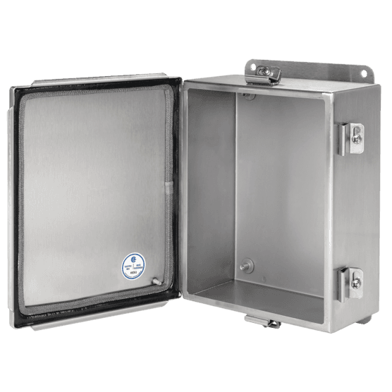 Hoffman A1212CHEMCSS Continuous Hinge with Clamps Junction Box, EMC, Type 4X, 12x12x6, SS 304 Hoffman A1212CHEMCSS Continuous Hinge with Clamps Junction Box, EMC, Type 4X, 12x12x6, SS 304