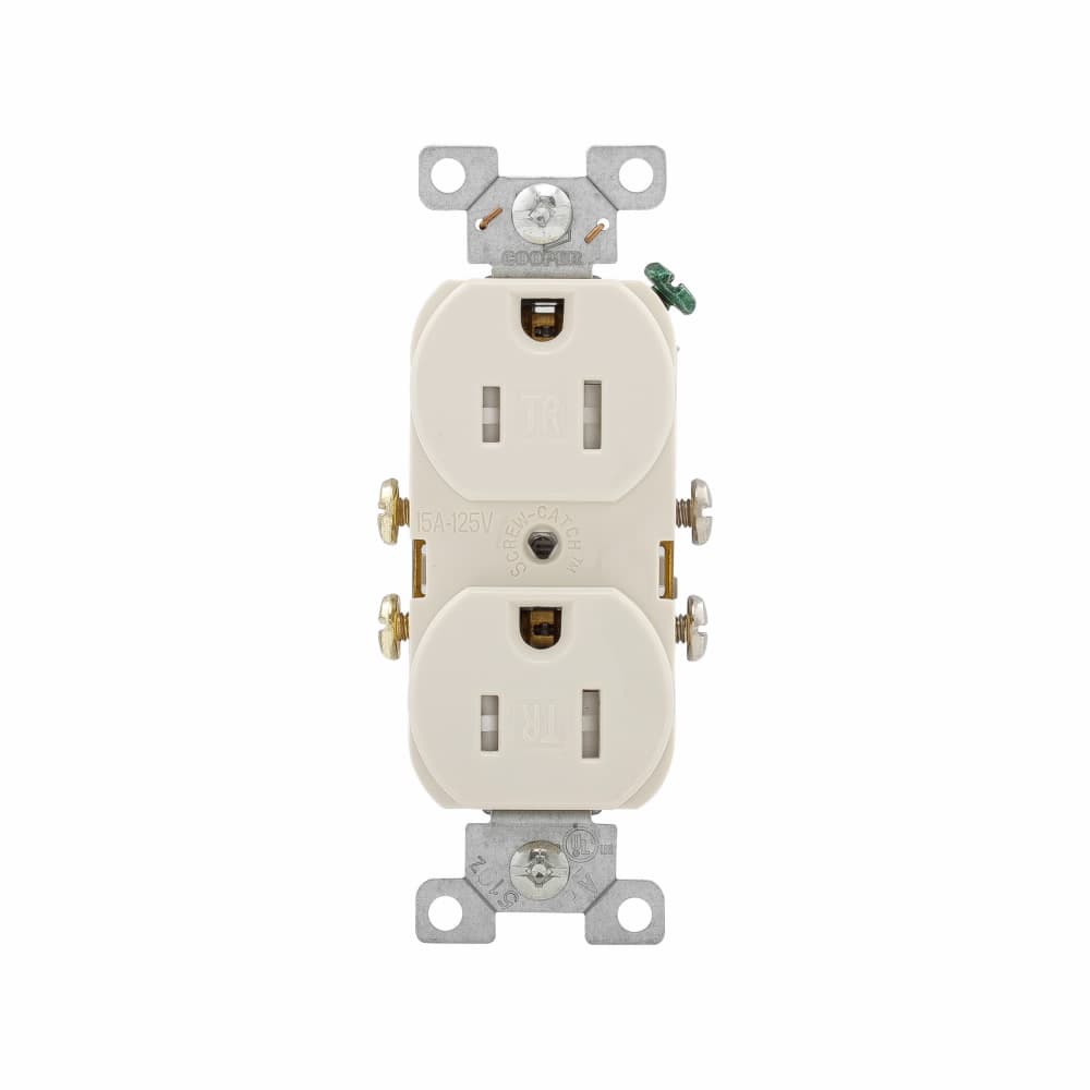 Eaton TRCR15LA TRCR15LA Eaton - Eaton commercial specification grade duplex receptacle, #14-10 AWG, 15A, Commercial, Flush, 125V, Side wire, Light almond, Brass, Impact-resistant nylon face, PVC body, 5-15R, Duplex, Screw, PVC, Core pack Eaton TRCR15LA TRCR15LA Eaton - Eaton commercial specification grade duplex receptacle, #14-10 AWG, 15A, Commercial, Flush, 125V, Side wire, Light almond, Brass, Impact-resistant nylon face, PVC body, 5-15R, Duplex, Screw, PVC, Core pack