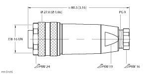 B 4141-0/9 Part Image. Manufactured by Turck.