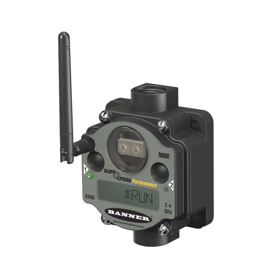 Banner DX80N2X1S-P14 DX80 Performance 2.4 GHz Node 65 mW; Internal Battery External Antenna; Input: 1 Configurable Discrete, 1 Analog Voltage (configurable to Current), 1 Thermistor, 1 Asynchronous Counter; 1 Switch Power Output Banner DX80N2X1S-P14 DX80 Performance 2.4 GHz Node 65 mW; Internal Battery External Antenna; Input: 1 Configurable Discrete, 1 Analog Voltage (configurable to Current), 1 Thermistor, 1 Asynchronous Counter; 1 Switch Power Output