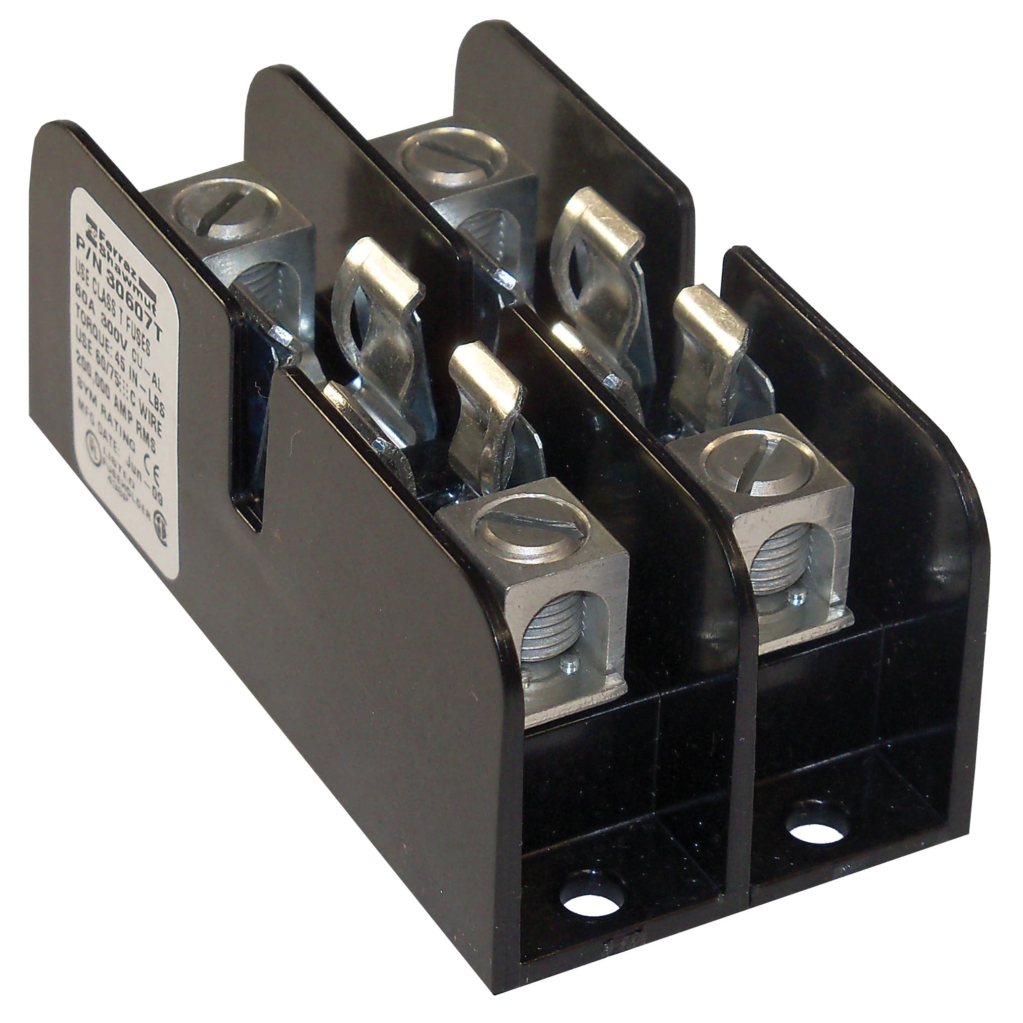 Mersen 30607T 30607T Mersen - Fuse Block 300VAC 300VDC Class T 60A 2-Pole Box with Reinforced Clip Mersen 30607T 30607T Mersen - Fuse Block 300VAC 300VDC Class T 60A 2-Pole Box with Reinforced Clip
