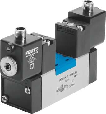 Festo 540822 solenoid valve MDH-5/3G-D-3-M12D-C With M12 plug connection. Valve function: 5/3 closed, Type of actuation: electrical, Width: 65 mm, Standard nominal flow rate: 4100 l/min, Operating pressure: 3 - 10 bar Festo 540822 solenoid valve MDH-5/3G-D-3-M12D-C With M12 plug connection. Valve function: 5/3 closed, Type of actuation: electrical, Width: 65 mm, Standard nominal flow rate: 4100 l/min, Operating pressure: 3 - 10 bar