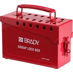 METAL LOCK BOX, 13 LOCK, RED, NR. 065699 Part Image. Manufactured by Brady Corp.