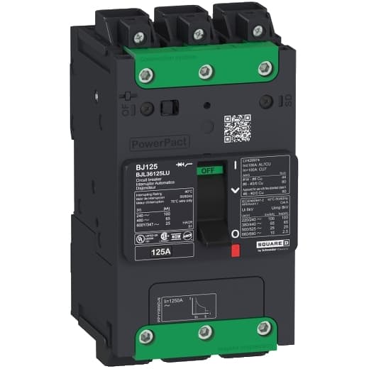 Schneider Electric BDL36060LW PowerPact B, Circuit Breaker, 60A, 3P, AC, 14kA@600Y/347V (UL) - Control Wire Schneider Electric BDL36060LW PowerPact B, Circuit Breaker, 60A, 3P, AC, 14kA@600Y/347V (UL) - Control Wire
