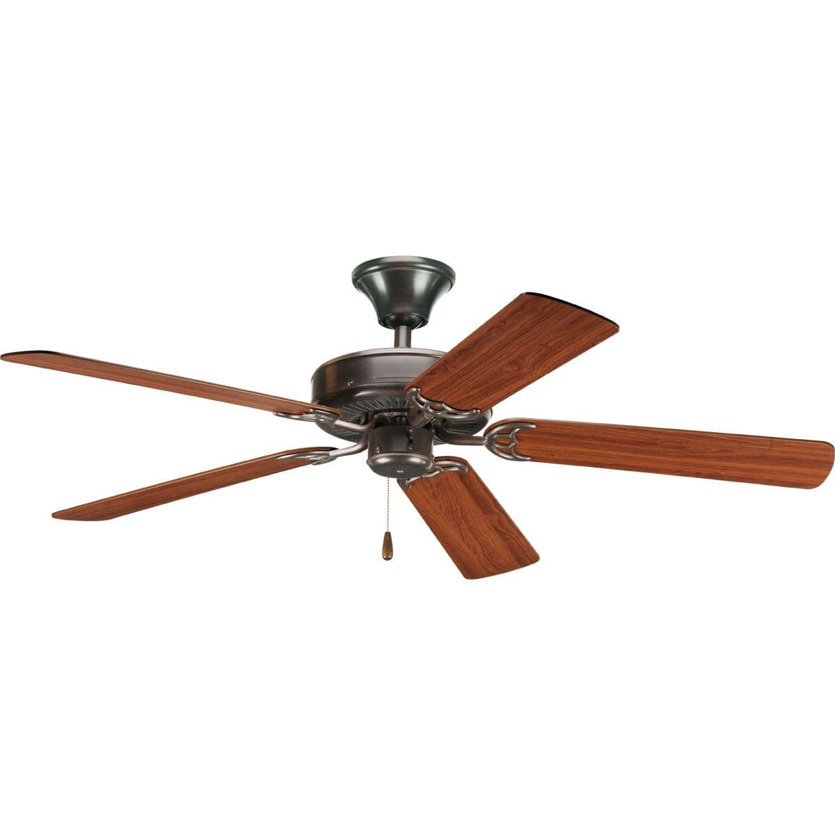 Hubbell P2501-20 52 inch AirPro fan with 5 reversible Medium Cherry or Classic Walnut blades, Antique Bronze finish, and 30 year limited warranty. Powerful AirPro motor features 3-speed control that can also be reversed to provide year-round comfort. Includes innovative c Hubbell P2501-20 52 inch AirPro fan with 5 reversible Medium Cherry or Classic Walnut blades, Antique Bronze finish, and 30 year limited warranty. Powerful AirPro motor features 3-speed control that can also be reversed to provide year-round comfort. Includes innovative c
