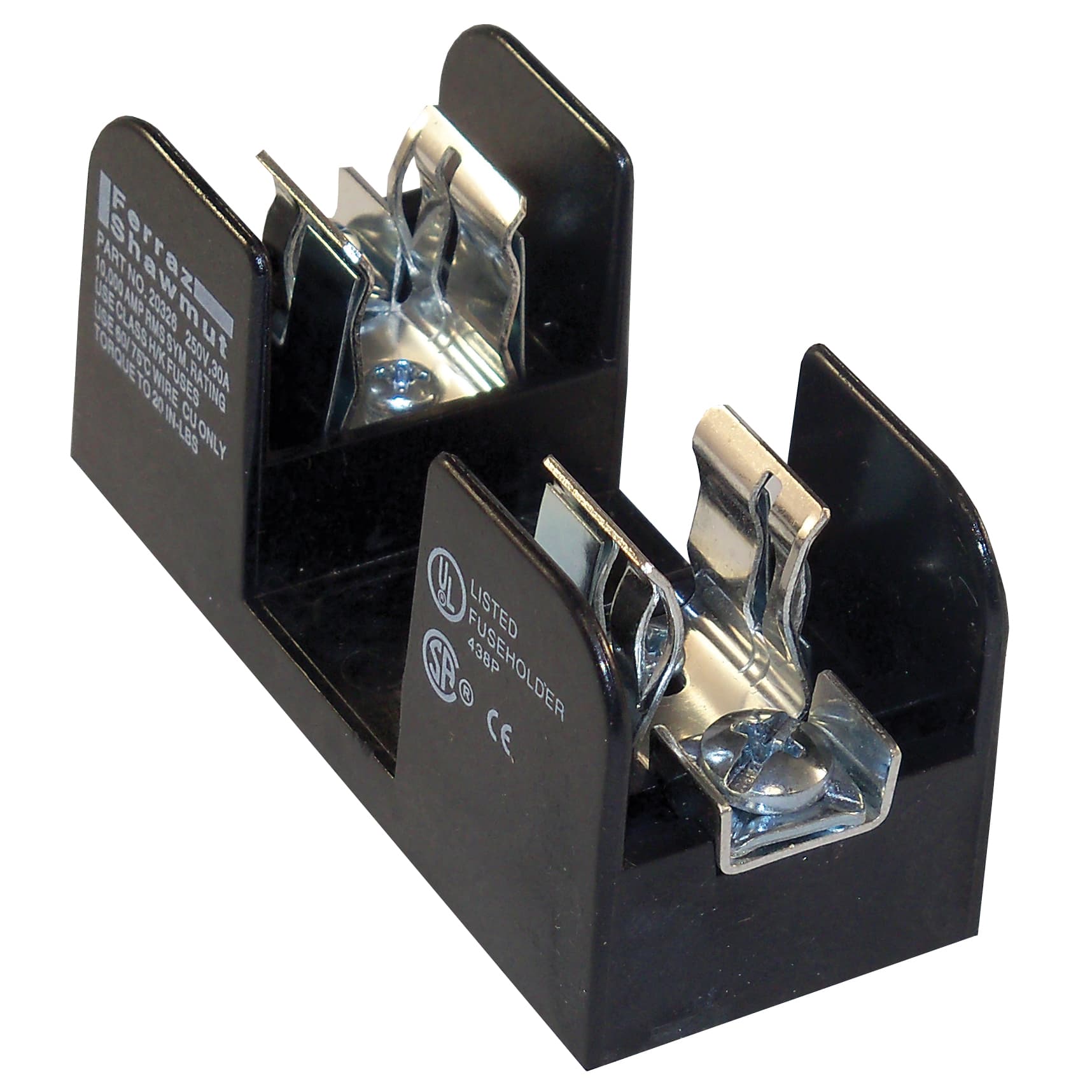 Mersen 20326 20326 Mersen - Fuse Block 250VAC 250VDC Class H/K 30A 1-Pole Pressure Plate with Reinforced Clip Mersen 20326 20326 Mersen - Fuse Block 250VAC 250VDC Class H/K 30A 1-Pole Pressure Plate with Reinforced Clip