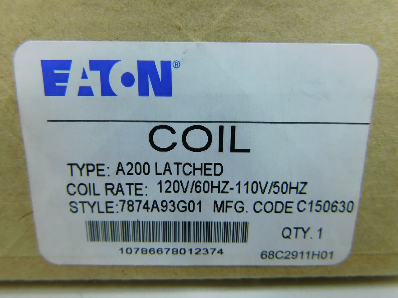 Eaton 7874A93G01 7874A93G01 Eaton - Motor Control Renewal Parts/Accessories- Coil, A202, Magnetically latched, 110-120V, 30 or 60A, 50-60 Hz, 2-4, 2-3 pole, AC Eaton 7874A93G01 7874A93G01 Eaton - Motor Control Renewal Parts/Accessories- Coil, A202, Magnetically latched, 110-120V, 30 or 60A, 50-60 Hz, 2-4, 2-3 pole, AC