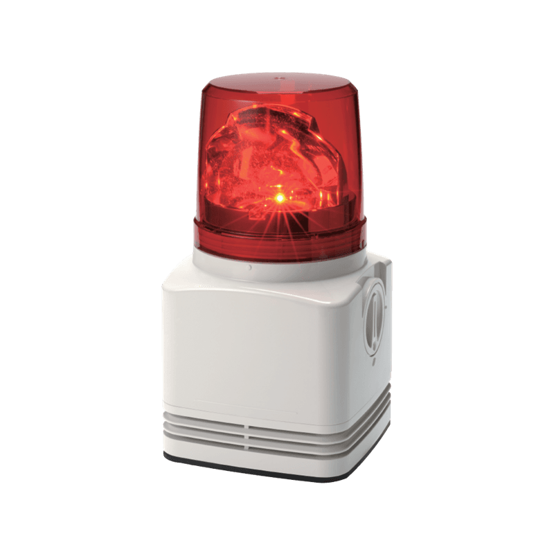 Patlite RFV-100F-R 100mm, Rotating Warning Light with 4-channel, 95dB MP3 Field Programmable Annunciator; Red LED, Non-Returnable Patlite RFV-100F-R 100mm, Rotating Warning Light with 4-channel, 95dB MP3 Field Programmable Annunciator; Red LED, Non-Returnable