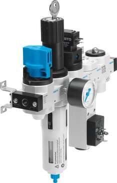Festo 195202 service unit LFRS-3/4-D-DI-MAXI-KG With lockable regulator head and pressure gauge, for nominal pressure 12 bar, for unlubricated compressed air. Size: Maxi, Series: D, Actuator lock: Rotary knob with integrated lock, Assembly position: Vertical +/- 5°, G Festo 195202 service unit LFRS-3/4-D-DI-MAXI-KG With lockable regulator head and pressure gauge, for nominal pressure 12 bar, for unlubricated compressed air. Size: Maxi, Series: D, Actuator lock: Rotary knob with integrated lock, Assembly position: Vertical +/- 5°, G