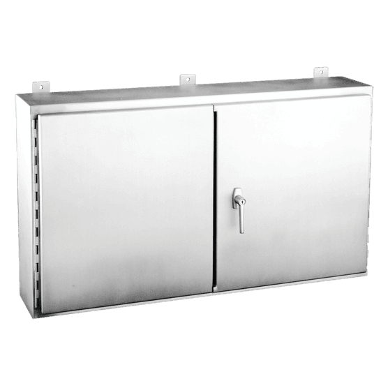Hoffman A304210WFSSLP Wallmount, 2 Door, 3 Point Latch, Type 12, 30x42x10, SS 304 Hoffman A304210WFSSLP Wallmount, 2 Door, 3 Point Latch, Type 12, 30x42x10, SS 304