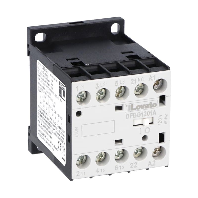 Lovato Electric DPBG1201A024 DPBG1201A024 Lovato - Three-pole contactor, FLA 14A, AC coil 50/60Hz, 24VAC, 1NC auxiliary contact Lovato Electric DPBG1201A024 DPBG1201A024 Lovato - Three-pole contactor, FLA 14A, AC coil 50/60Hz, 24VAC, 1NC auxiliary contact