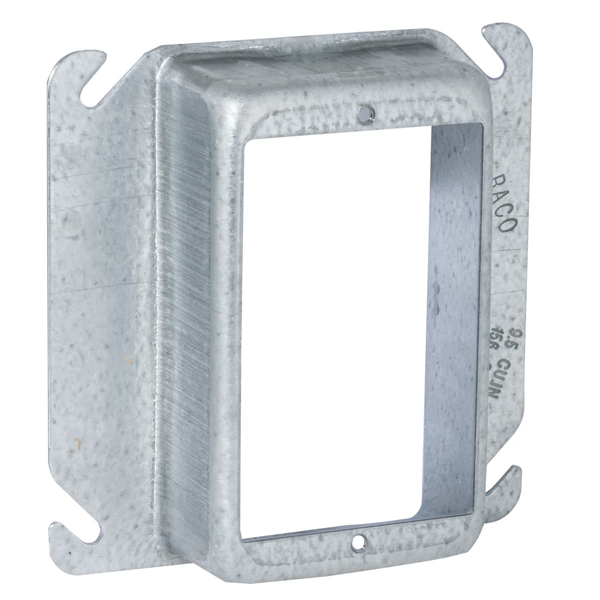 Hubbell 8775 4 in. Square Cover, 1-Device, 1-1/4 in. Raised ; Angled mounting slots compensate up to 12 degrees for box misalignment ; Hubbell 8775 4 in. Square Cover, 1-Device, 1-1/4 in. Raised ; Angled mounting slots compensate up to 12 degrees for box misalignment ;