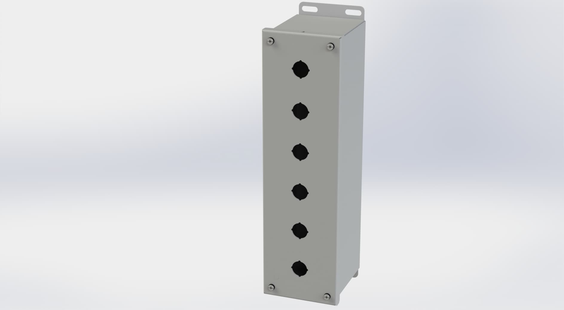 Saginaw Control SCE-6PBXVLI PBX Enclosure, Height:14.75", Width:4.00", Depth:4.75", ANSI-61 gray powder coating inside and out. Saginaw Control SCE-6PBXVLI PBX Enclosure, Height:14.75", Width:4.00", Depth:4.75", ANSI-61 gray powder coating inside and out.