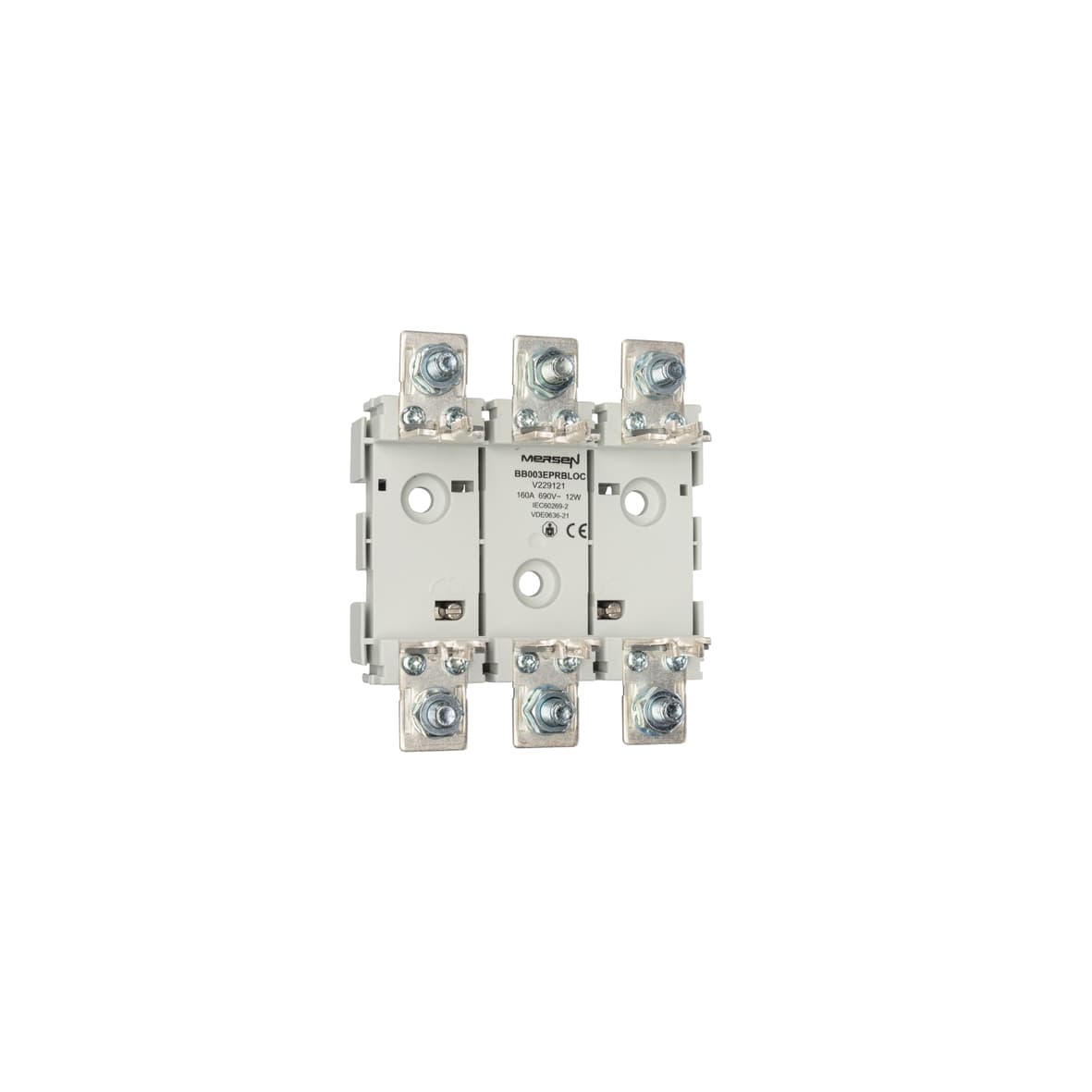 Mersen V229121 V229121 Mersen - NH plastic base Size NH00 1000VAC 1000VDC 160A 3-Pole DIN Rail Connection Screw EP Type Mersen V229121 V229121 Mersen - NH plastic base Size NH00 1000VAC 1000VDC 160A 3-Pole DIN Rail Connection Screw EP Type