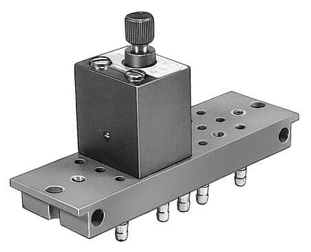 Festo 4565 one-way flow control valve GRF-PK-3 With sub-base 2n and barbed fitting for tubing ND 3. Valve function: One-way flow control function, Pneumatic connection, port 1: PK-3, Pneumatic connection, port 2: PK-3, Adjusting element: Knurled screw, Mounting ty Festo 4565 one-way flow control valve GRF-PK-3 With sub-base 2n and barbed fitting for tubing ND 3. Valve function: One-way flow control function, Pneumatic connection, port 1: PK-3, Pneumatic connection, port 2: PK-3, Adjusting element: Knurled screw, Mounting ty
