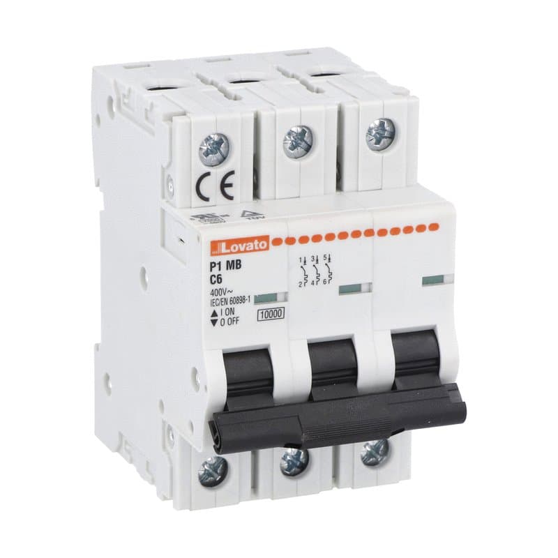 Lovato Electric P1MB3PC08 P1MB3PC08 Lovato - Miniature circuit breaker, 3P - 10kA. 3 modules, characteristic C, 8A Lovato Electric P1MB3PC08 P1MB3PC08 Lovato - Miniature circuit breaker, 3P - 10kA. 3 modules, characteristic C, 8A