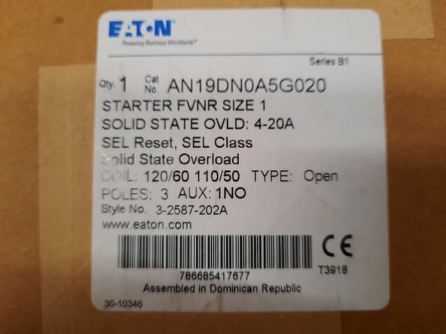AN19DN0A5G020 Part Image. Manufactured by Eaton.