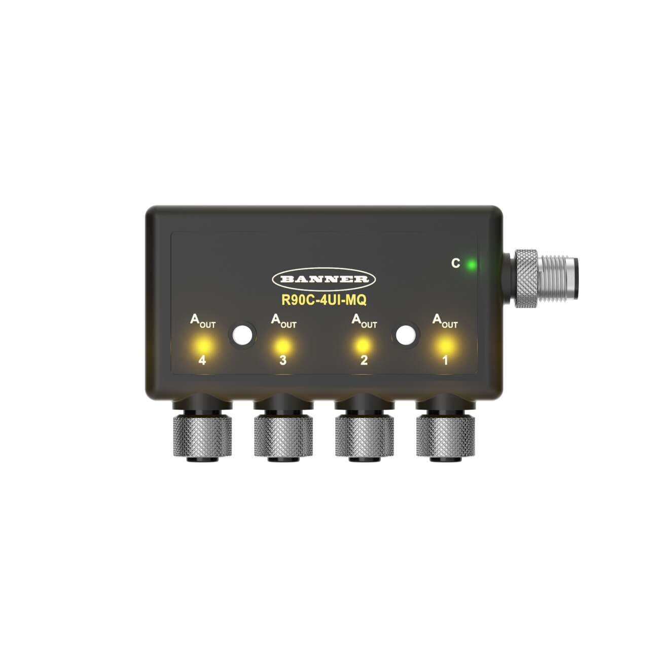Banner R90C-4UI-MQ Banner R90C-4UI-MQ - R90C Series: 4-port Modbus to Analog Hub; RS485 Interface; 4-pin M12 QDs Banner R90C-4UI-MQ Banner R90C-4UI-MQ - R90C Series: 4-port Modbus to Analog Hub; RS485 Interface; 4-pin M12 QDs